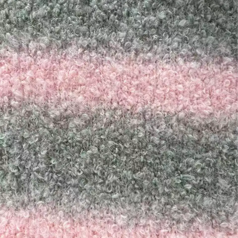 China Yarn for Open Cardigan (Sweater),Hoodie  (Sweater),Dresses (Pullover) (Sweater),Tie-Front Top (Sweater),Scallop Trims Cardigan (Sweater) Boucle Yarn Fancy Yarn Recycled Polyester Acrylic Polyester Wool Elastane PINK+gray color buy from China wholesaler bulk order at wholesale price free worldwide shipping Alibaba