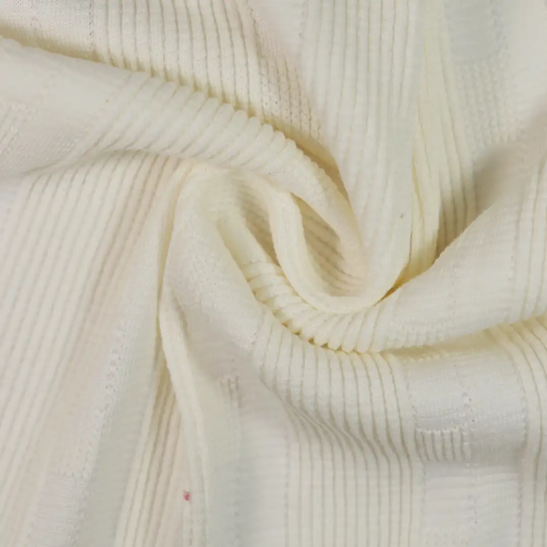 China Fabric for Skirt,Ladies Vest (Sweater),Full-Zipper Cardigan (Sweater),Long Sleeve Base Layer Top Jacquard Knit Fabric Cotton Polyester Spandex rice-white color buy from China wholesaler bulk order at wholesale price free worldwide shipping Alibaba