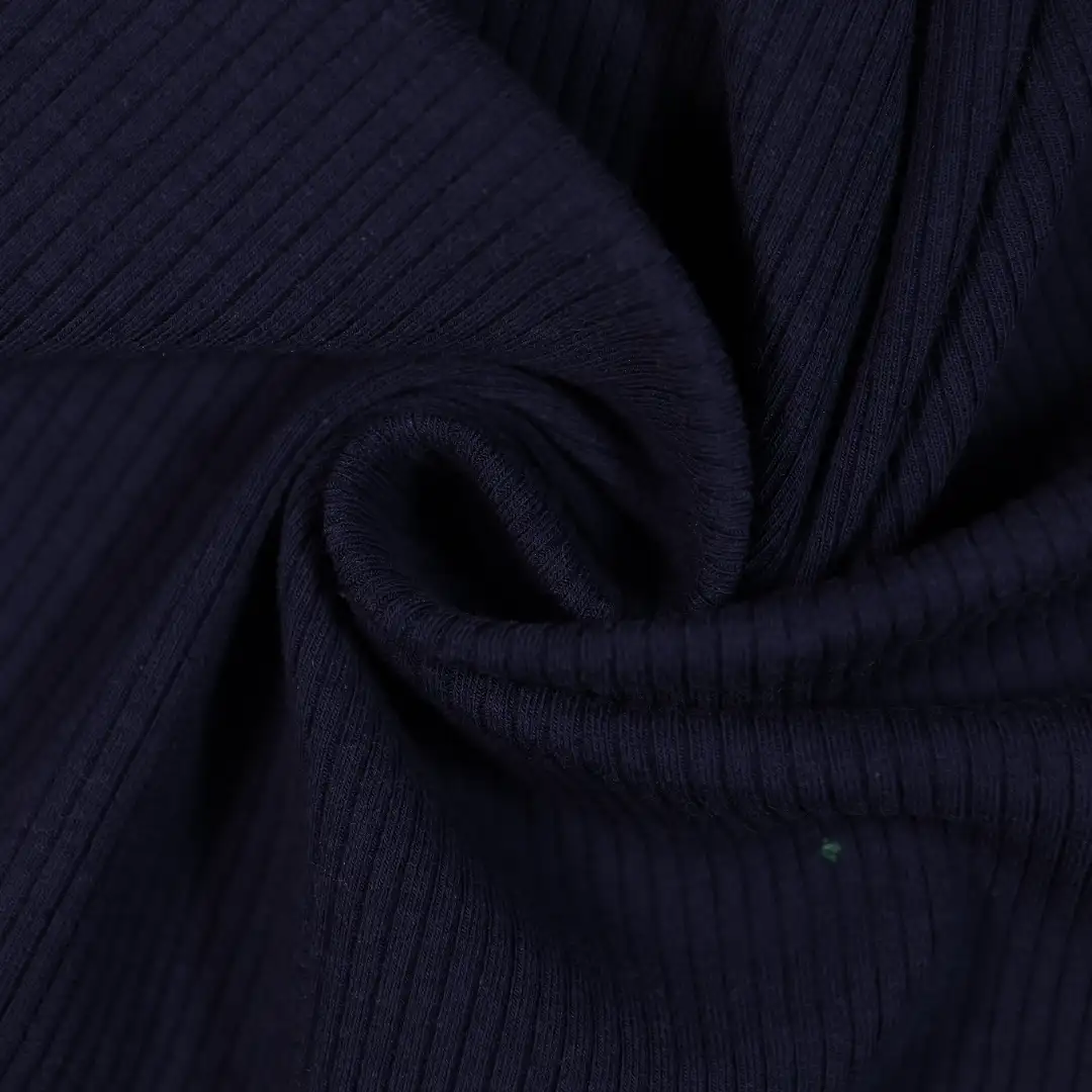 China Fabric for Open Cardigan (Sweater),Crew Neck Pullover (Sweater),Long Sleeve Base Layer Top Rib Knit Fabric Tencel Cotton Spandex dark blue color buy from China wholesaler bulk order at wholesale price free worldwide shipping Alibaba