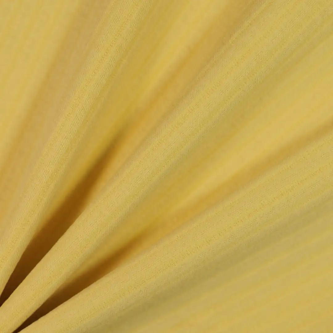 China Fabric for T-Shirt,Skirt,Puffball Strappy Dress,Tank Wrap Midi Dress Rib Knit Fabric Cotton Polyester yellow color buy from China wholesaler bulk order at wholesale price free worldwide shipping Alibaba
