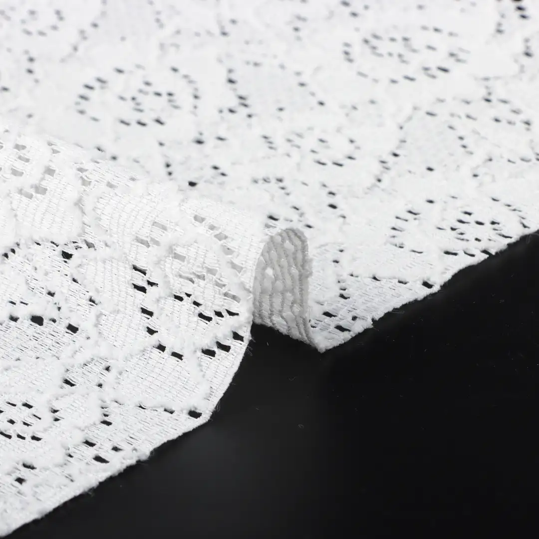 China Fabric for Shirt,Tank Top,Blouse,Skirt,Shorts Lace Knit Fabric Polyester Spandex white color buy from China wholesaler bulk order at wholesale price free worldwide shipping Alibaba