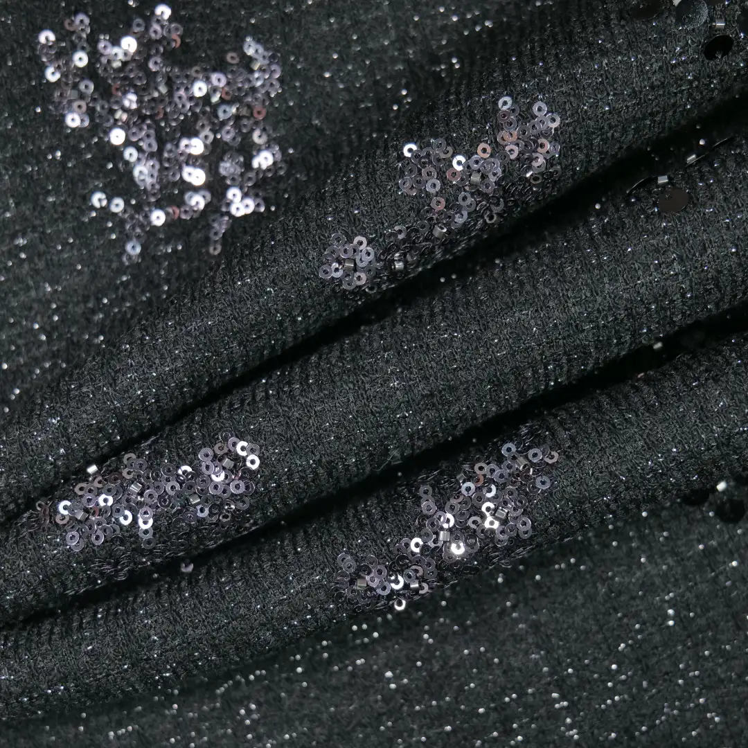 China Fabric for Shirt,Skirt,Kids Puff Sleeve Tier Dress Chanel-Style Fabric Woolen Wool Polyester Lurex Spandex Black color buy from China wholesaler bulk order at wholesale price free worldwide shipping Alibaba