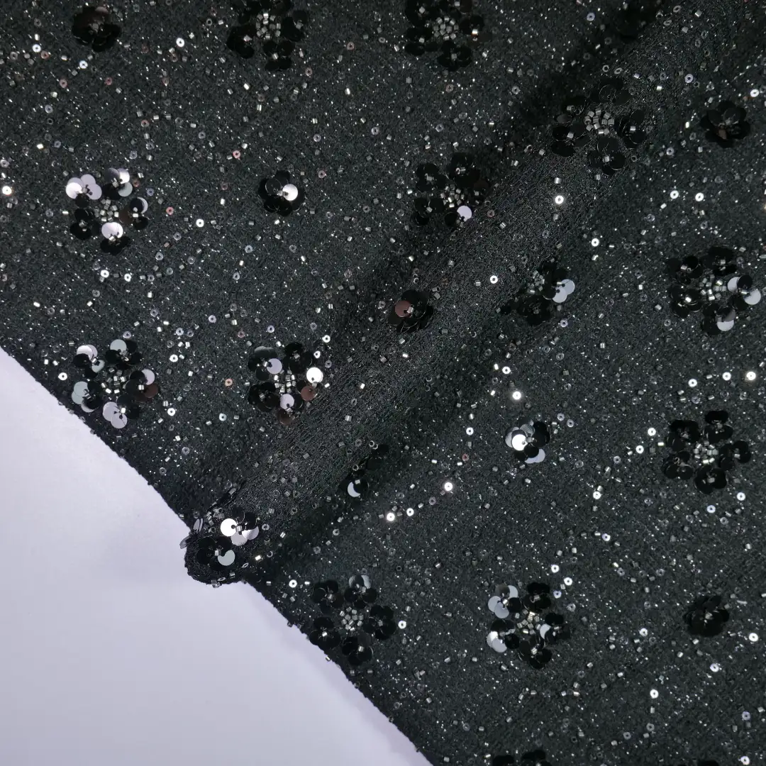 China Fabric for Pants,Jackets,Skirt Chanel-Style Fabric Woolen Polyester Wool Spandex Lurex Black color buy from China wholesaler bulk order at wholesale price free worldwide shipping Alibaba