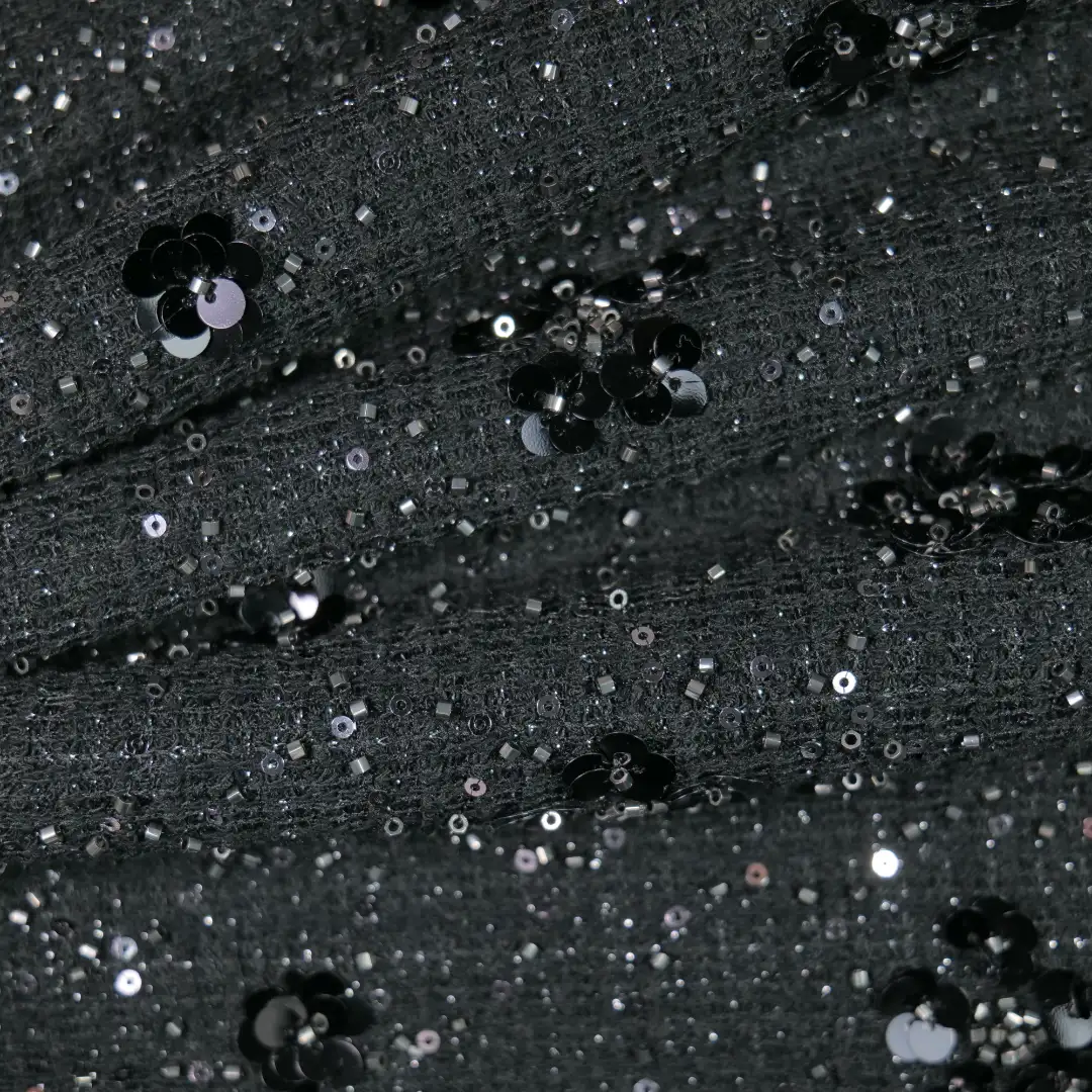 China Fabric for Pants,Jackets,Skirt Chanel-Style Fabric Woolen Polyester Wool Spandex Lurex Black color buy from China wholesaler bulk order at wholesale price free worldwide shipping Alibaba