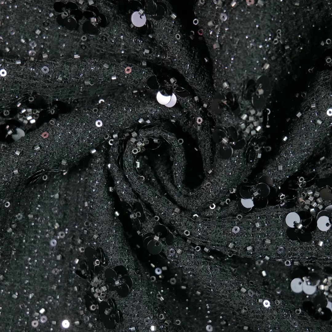 China Fabric for Pants,Jackets,Skirt Chanel-Style Fabric Woolen Polyester Wool Spandex Lurex Black color buy from China wholesaler bulk order at wholesale price free worldwide shipping Alibaba