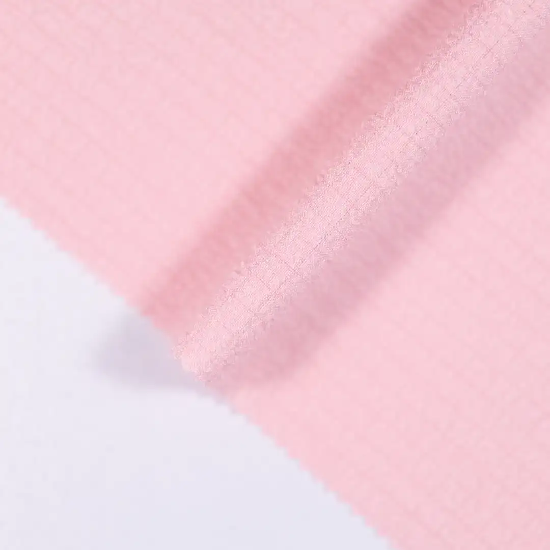 China Fabric for Backless Beach Dress,Puff Sleeve Ruched Dress,Sleeveless Corset Midi Dress Crepe Woven Blended Fabric Polyester Spandex pink color buy from China wholesaler bulk order at wholesale price free worldwide shipping Alibaba