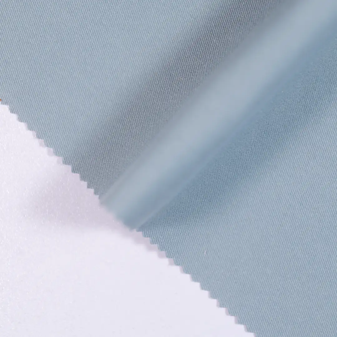 China Fabric for Trench Coat,Backless Beach Dress,Puff Sleeve Ruched Dress Twill Woven Blended Fabric Polyester grey blue color buy from China wholesaler bulk order at wholesale price free worldwide shipping Alibaba