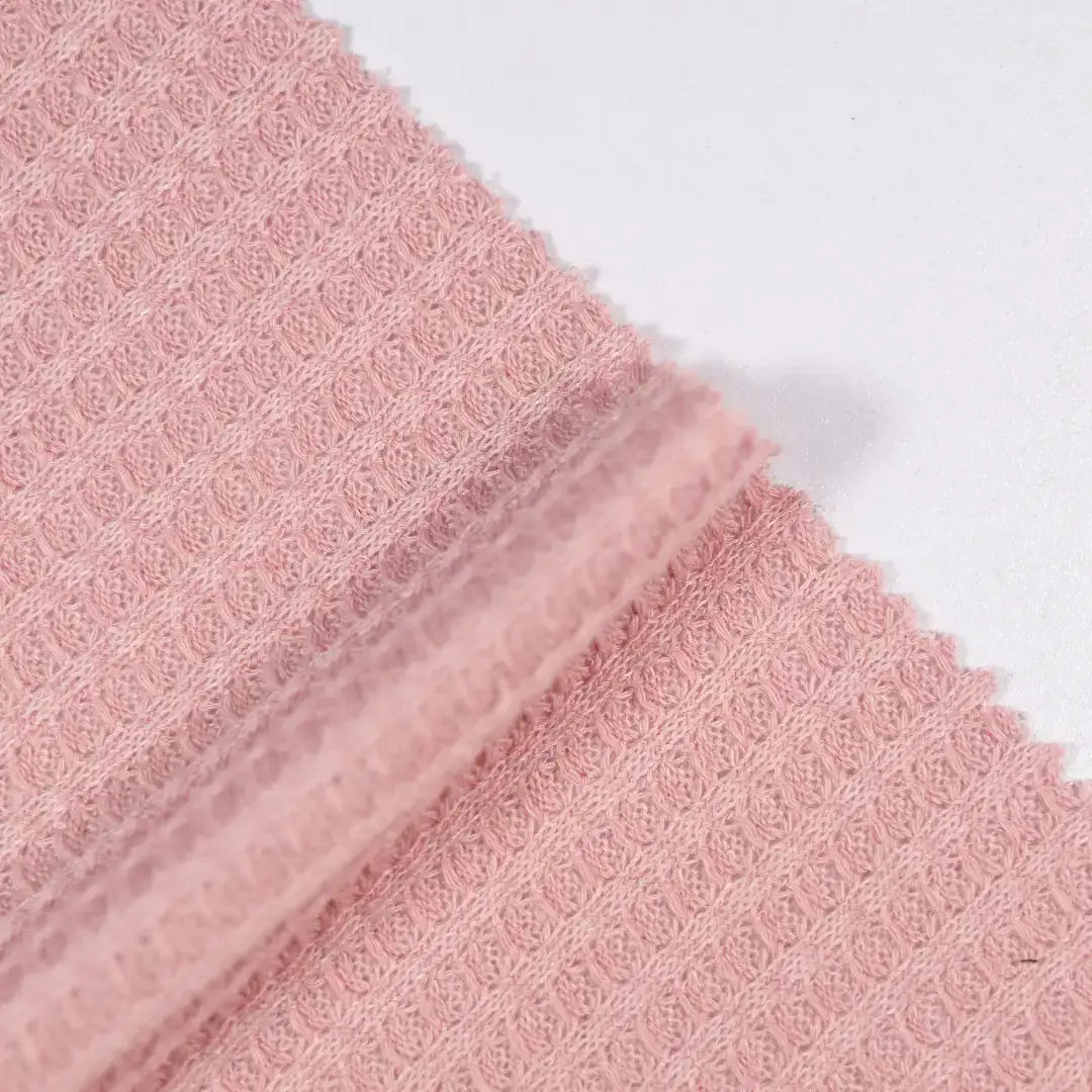 China Fabric for T-Shirt,Skirt,Backless Beach Dress Waffle Knit Fabric Polyester Spandex pink color buy from China wholesaler bulk order at wholesale price free worldwide shipping Alibaba