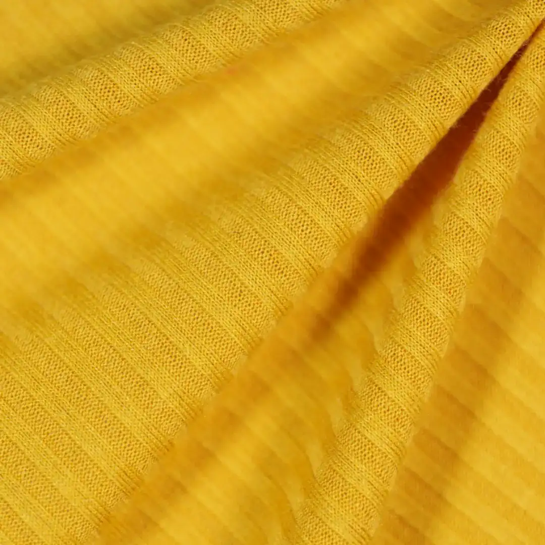 China Fabric for T-Shirt,Backless Beach Dress,Long Sleeve Base Layer Top Rib Knit Fabric Polyester Spandex yellow color buy from China wholesaler bulk order at wholesale price free worldwide shipping Alibaba