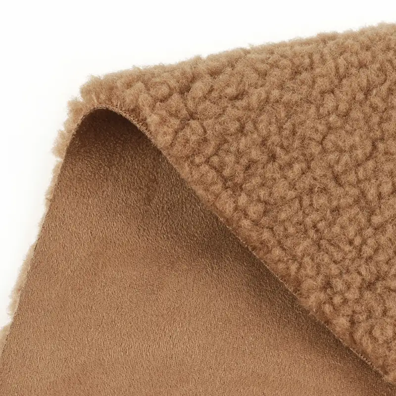 China Fabric for Blazer Warp Suede Knit Fabric Polyester Brown color buy from China wholesaler bulk order at wholesale price free worldwide shipping Alibaba
