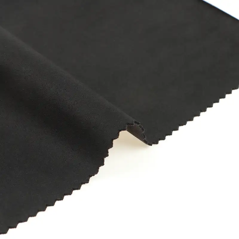 China Fabric for Pants,Blazer Weft Suede Knit Fabric Polyester Spandex Black color buy from China wholesaler bulk order at wholesale price free worldwide shipping Alibaba