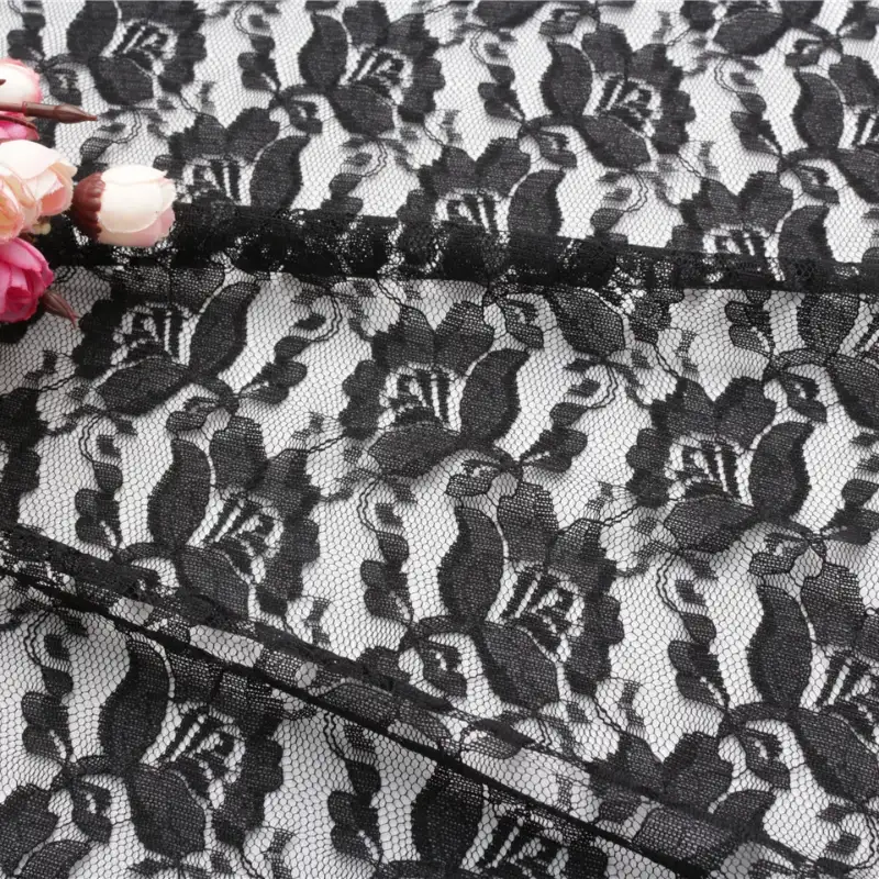 China Fabric for Skirt Lace Knit Fabric Polyester BLACK color buy from China wholesaler bulk order at wholesale price free worldwide shipping Alibaba