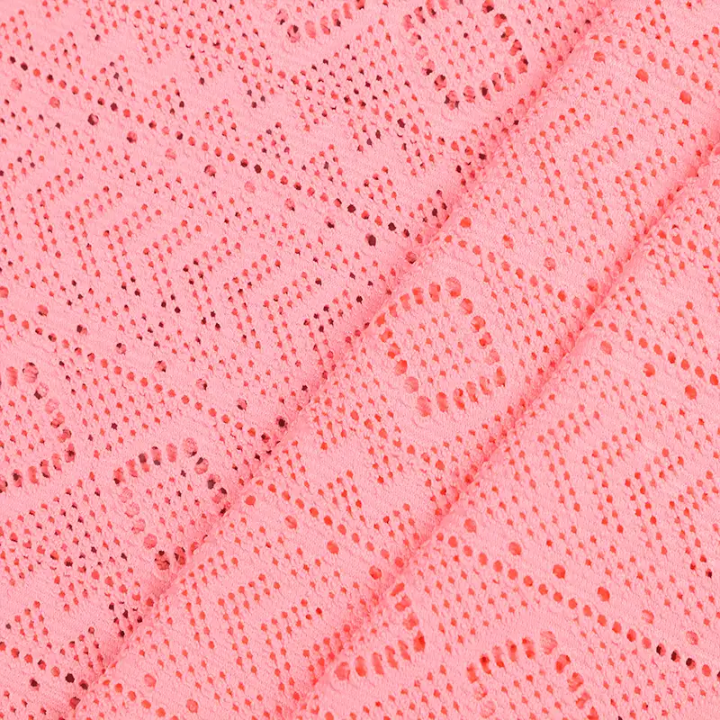 China Fabric for Shirt,Skirt Lace Knit Fabric Polyester Spandex pink color buy from China wholesaler bulk order at wholesale price free worldwide shipping Alibaba