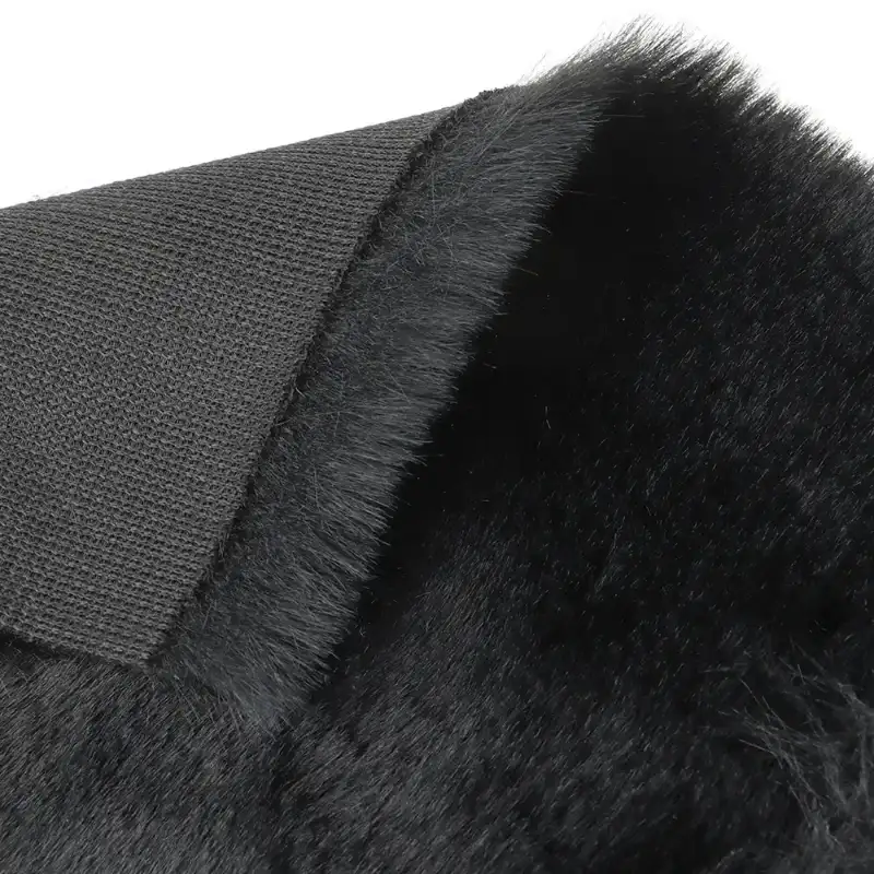 China Fabric for Hoodie,Sweatshirt Fake Fur Knit Fabric Polyester Black color buy from China wholesaler bulk order at wholesale price free worldwide shipping Alibaba