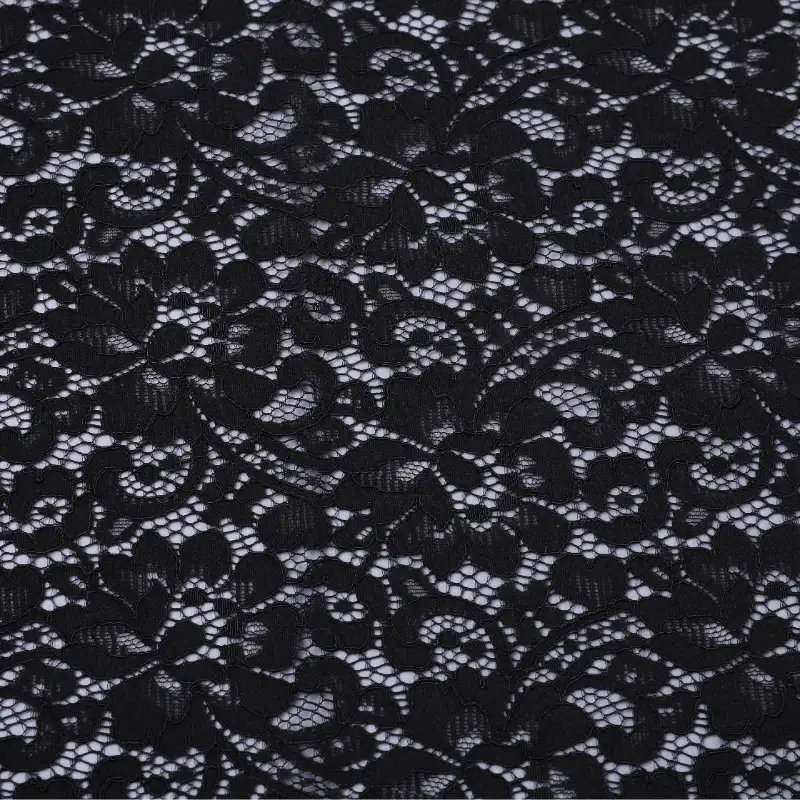 China Fabric for Shirt,Skirt Lace Knit Fabric Cotton Nylon Rayon Black color buy from China wholesaler bulk order at wholesale price free worldwide shipping Alibaba