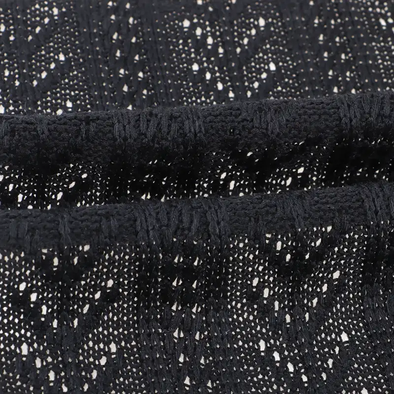 China Fabric for Dresses (Cardigan Open)  Weft Jacquard Knit Fabric Polyester BLACK color buy from China wholesaler bulk order at wholesale price free worldwide shipping Alibaba