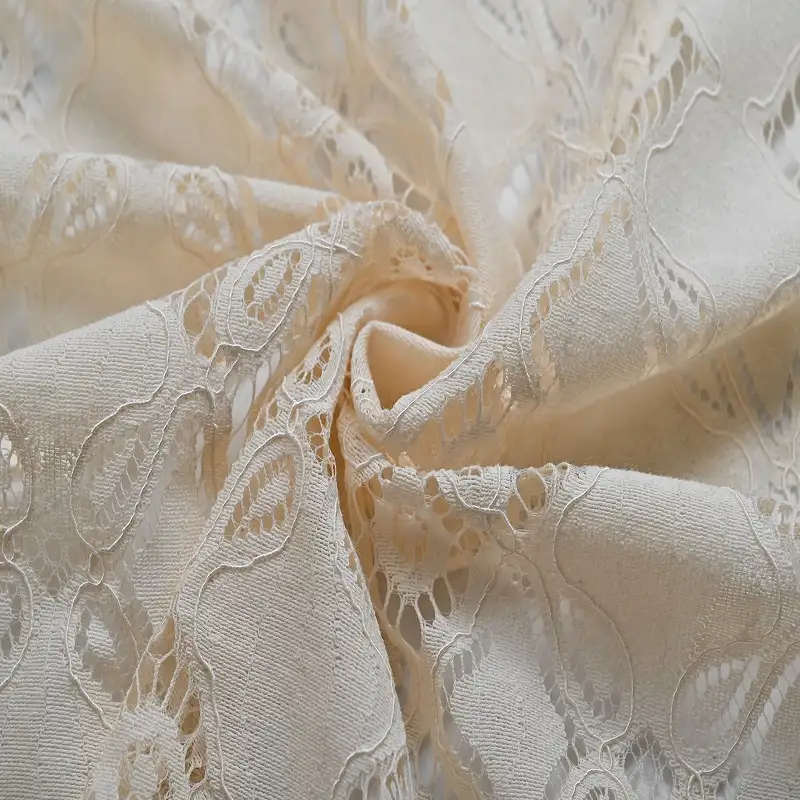 China Fabric for Shirt,Skirt,Dresses (Pullover)  Lace Knit Fabric Cotton Nylon Rayon Antique White color buy from China wholesaler bulk order at wholesale price free worldwide shipping Alibaba