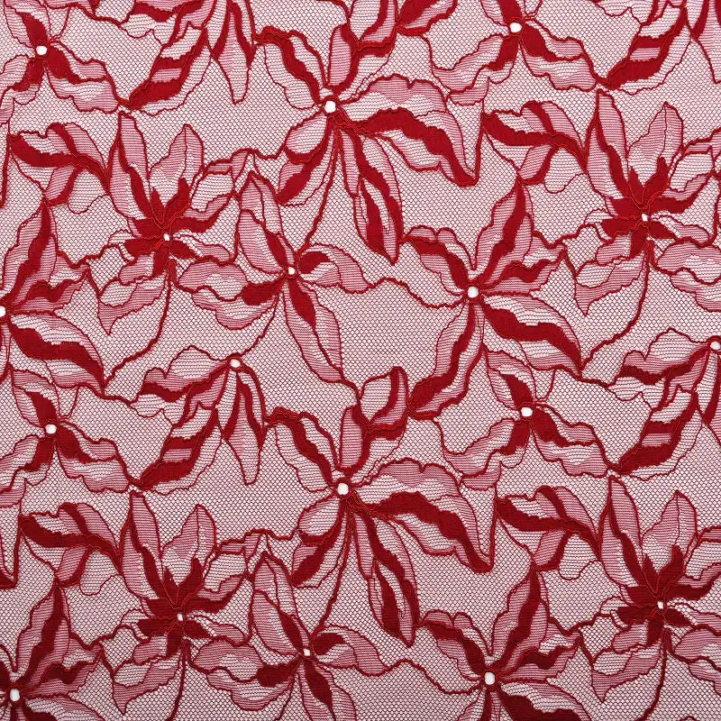 China Fabric for Shirt,Skirt,Dresses (Pullover)  Lace Knit Fabric Cotton Nylon Rayon DarkRed color buy from China wholesaler bulk order at wholesale price free worldwide shipping Alibaba
