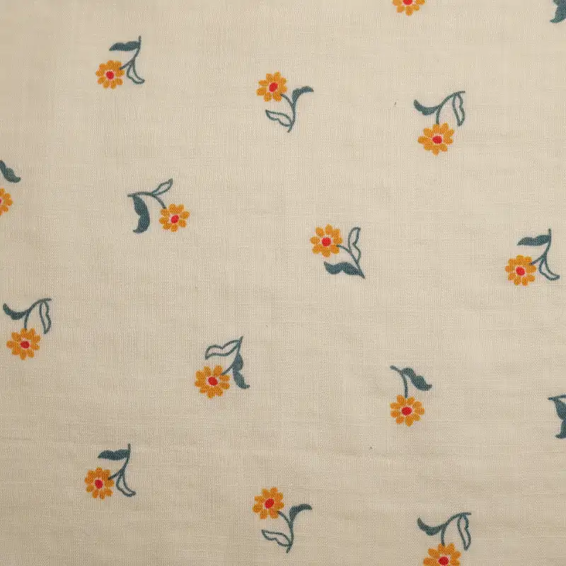 China Fabric for Blouse,Shirt Long Sleeve Button ,Dresses (Pullover)  Cotton Crepe Natural Woven Fabric Cotton Rayon Yellow Print color buy from China wholesaler bulk order at wholesale price free worldwide shipping Alibaba