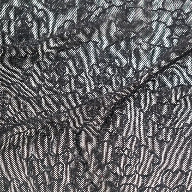 China Fabric for T-Shirt,Skirt Lace Knit Fabric Nylon Spandex Black color buy from China wholesaler bulk order at wholesale price free worldwide shipping Alibaba