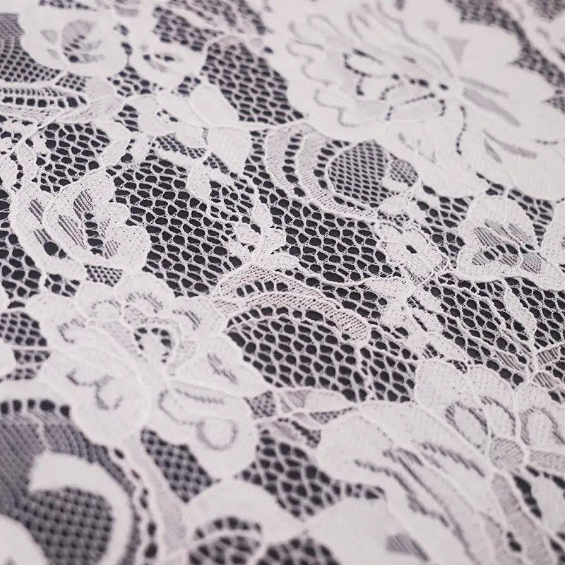 China Fabric for Skirt Lace Knit Fabric Nylon Spandex White color buy from China wholesaler bulk order at wholesale price free worldwide shipping Alibaba