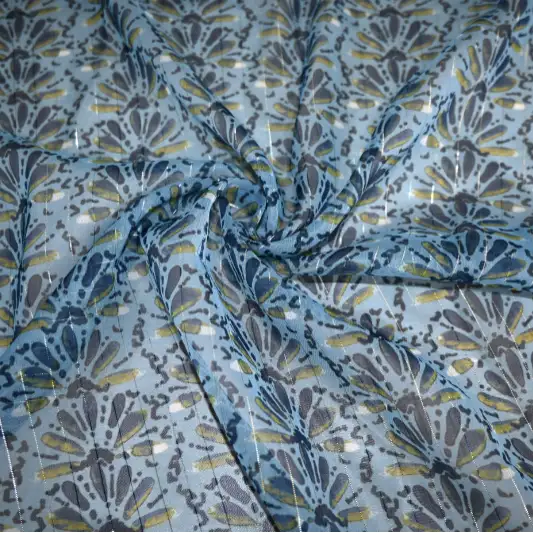 India Fabric for Blouse,Crop Top,Skirt Polyester chiffon Synthetic Woven Fabric Polyester PURPLE color buy from India wholesaler bulk order at wholesale price free worldwide shipping Alibaba