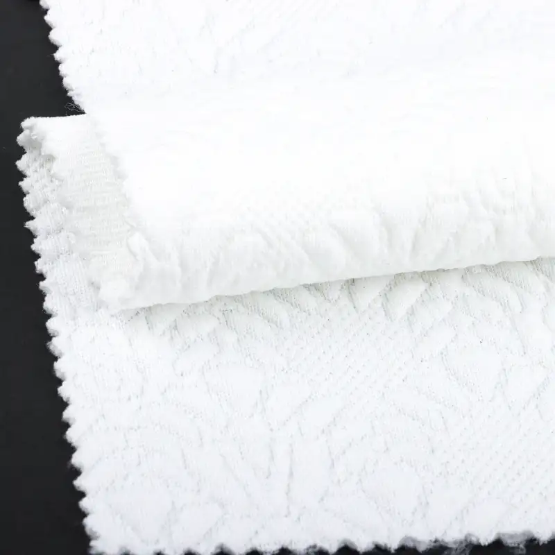 China Fabric for Blouse,Skirt Weft Jacquard Knit Fabric Polyester Spandex White color buy from China wholesaler bulk order at wholesale price free worldwide shipping Alibaba