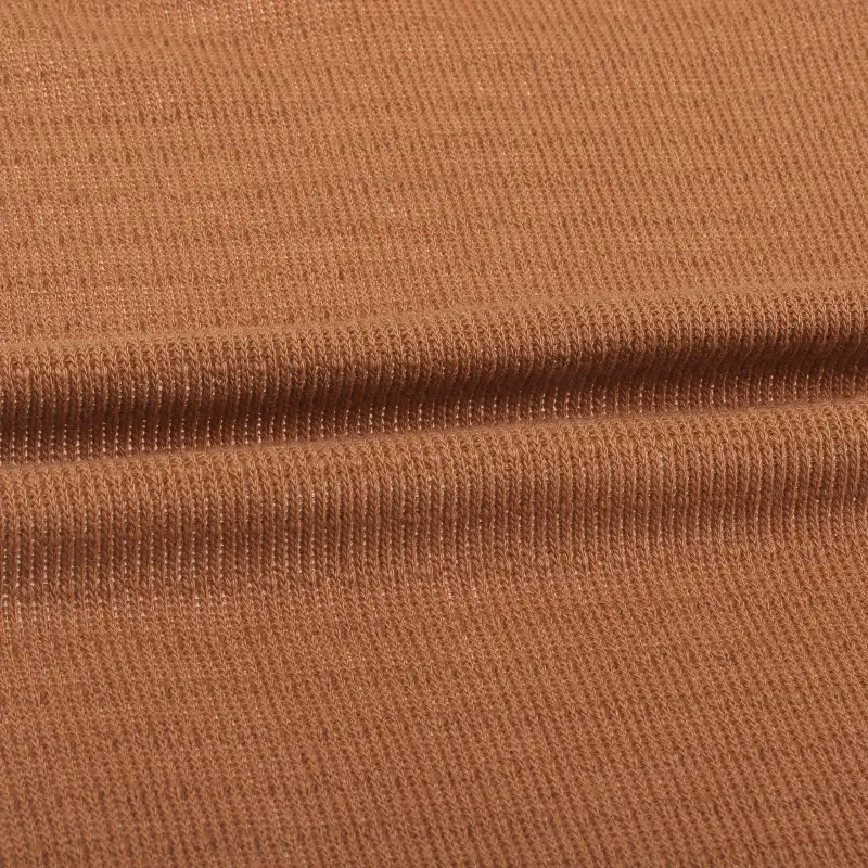 China Fabric for T-Shirt,Shorts Weft Jacquard Knit Fabric Polyester Rayon Spandex Caramel color buy from China wholesaler bulk order at wholesale price free worldwide shipping Alibaba