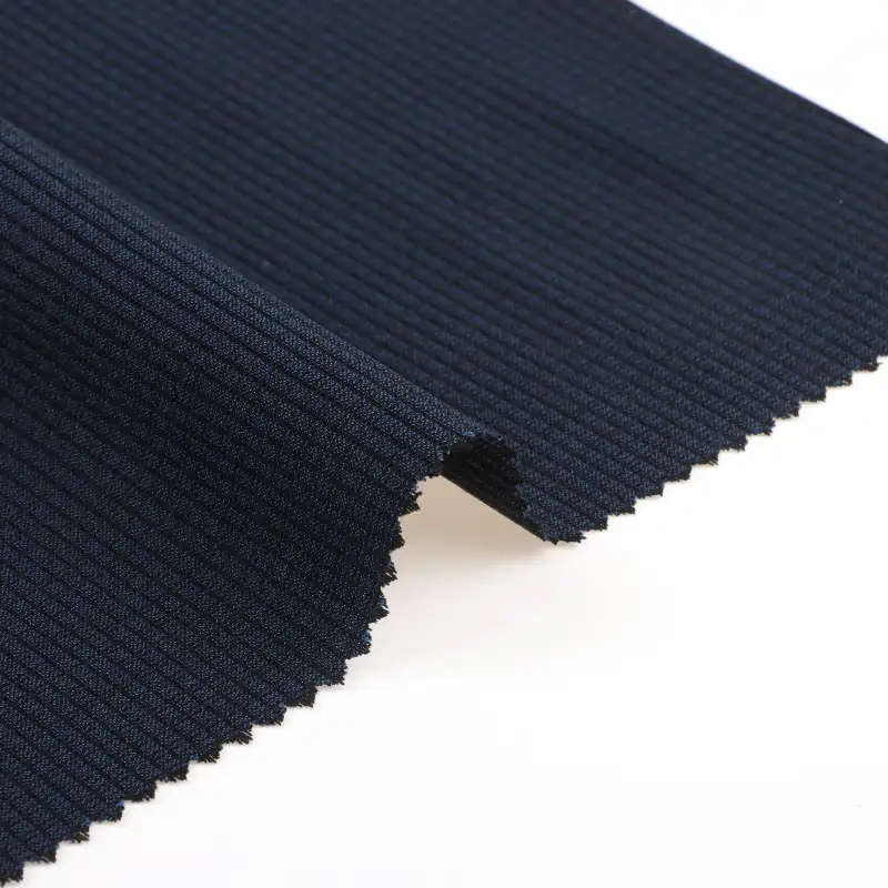 China Fabric for Pants Polyester/Rayon Plain Woven Blended Fabric Polyester Rayon Spandex Blue color buy from China wholesaler bulk order at wholesale price free worldwide shipping Alibaba