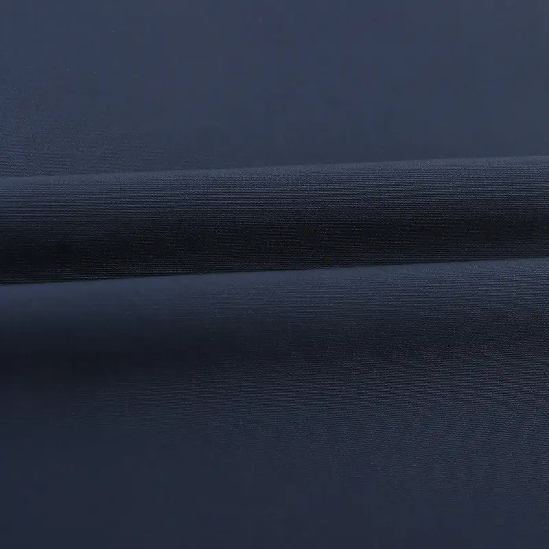 China Fabric for Pants Four Stretch Polyester Woven Fabric Synthetic Woven Fabric Polyester Spandex navy color buy from China wholesaler bulk order at wholesale price free worldwide shipping Alibaba