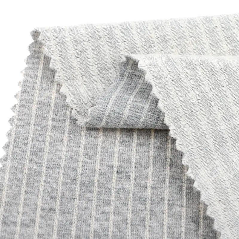 China Fabric for Pants,T-Shirt Weft Jacquard Knit Fabric Cotton Polyester Spandex Grey color buy from China wholesaler bulk order at wholesale price free worldwide shipping Alibaba
