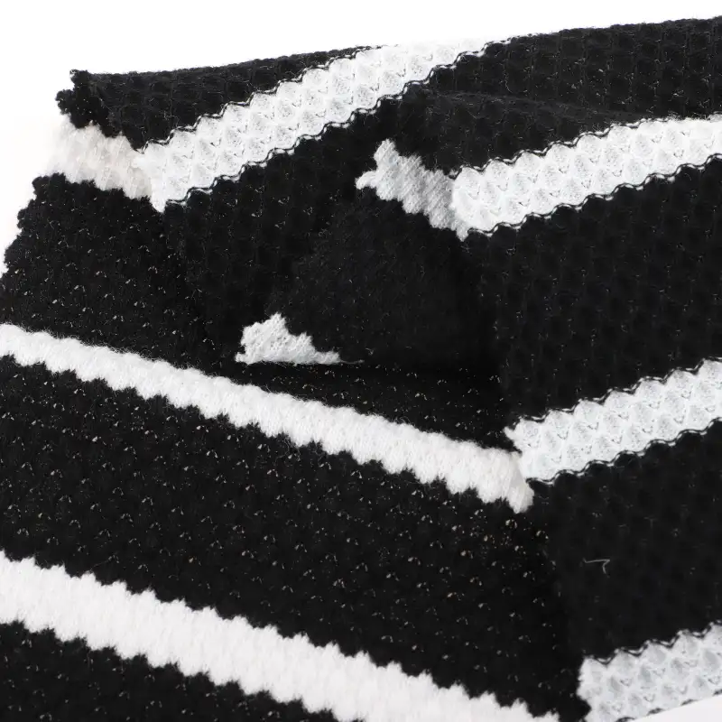 China Fabric for T-Shirt,Shorts Weft Jacquard Knit Fabric Cotton Spandex Black and White color buy from China wholesaler bulk order at wholesale price free worldwide shipping Alibaba