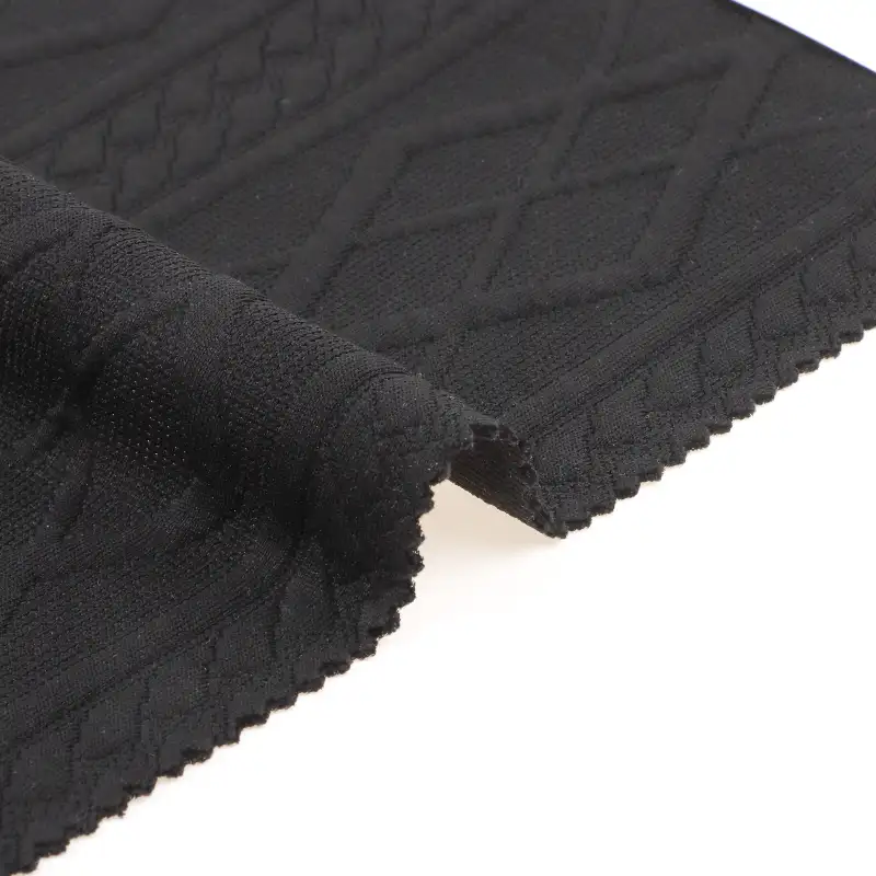 China Fabric for Loungewear Weft Jacquard Knit Fabric Polyester Spandex Black color buy from China wholesaler bulk order at wholesale price free worldwide shipping Alibaba