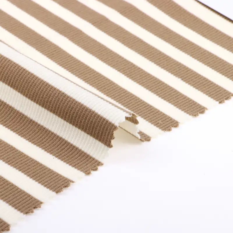 China Fabric for T-Shirt,Shorts Rib Knit Fabric Polyester Rayon Spandex Brown color buy from China wholesaler bulk order at wholesale price free worldwide shipping Alibaba