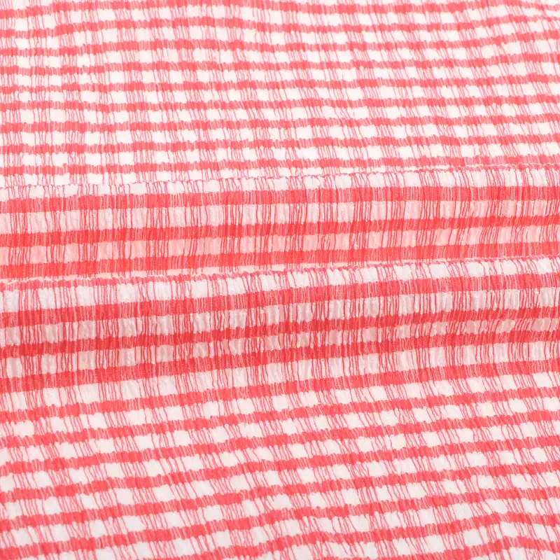 China Fabric for T-Shirt,Shorts,Loungewear Weft Jacquard Knit Fabric Polyester Spandex Red color buy from China wholesaler bulk order at wholesale price free worldwide shipping Alibaba