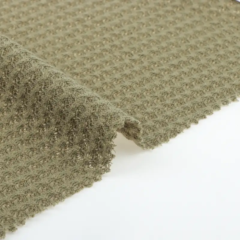China Fabric for T-Shirt,Loungewear Waffle Knit Fabric Polyester Rayon Olive Green color buy from China wholesaler bulk order at wholesale price free worldwide shipping Alibaba