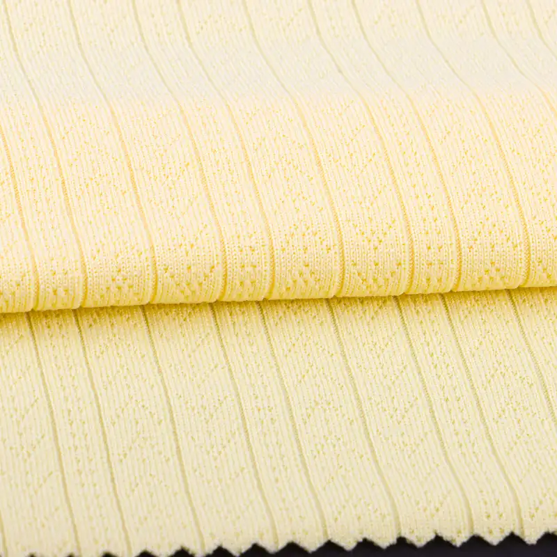 China Fabric for T-Shirt Weft Jacquard Knit Fabric Polyester Rayon Yellow color buy from China wholesaler bulk order at wholesale price free worldwide shipping Alibaba