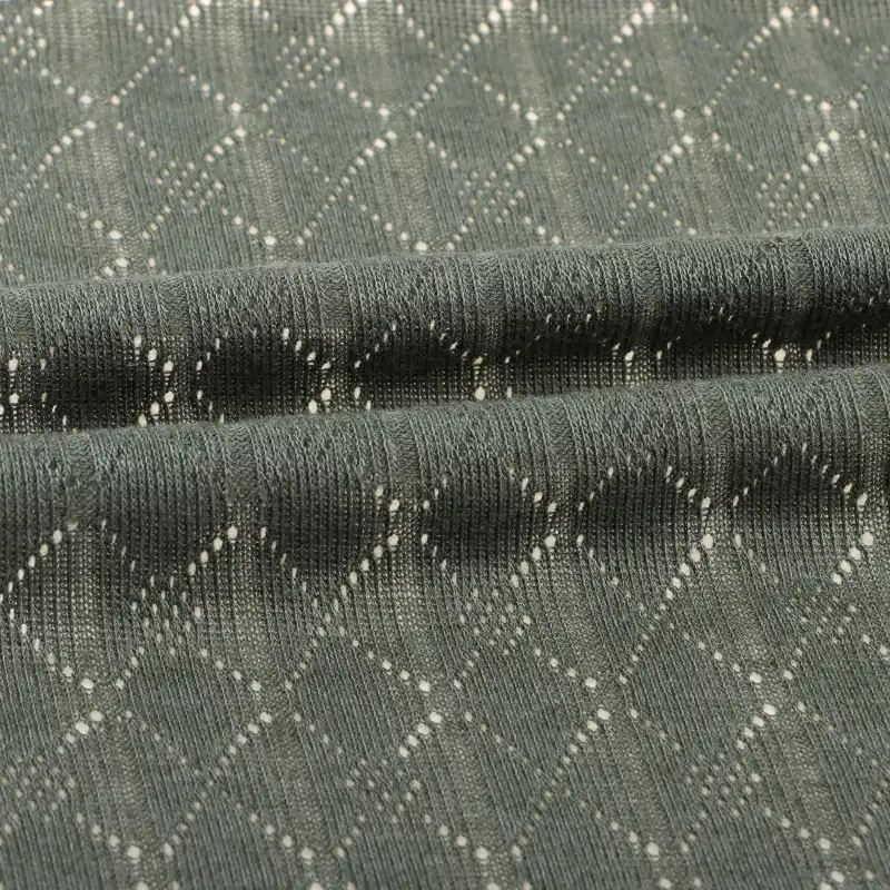 China Fabric for T-Shirt Weft Jacquard Knit Fabric Polyester Rayon Olive Green color buy from China wholesaler bulk order at wholesale price free worldwide shipping Alibaba