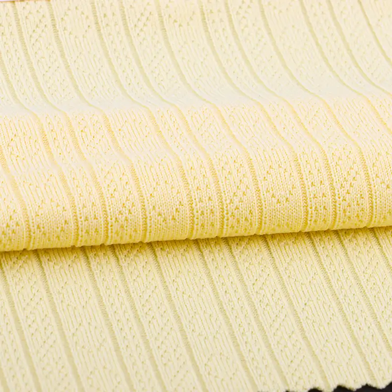 China Fabric for T-Shirt Weft Jacquard Knit Fabric Polyester Spandex Yellow color buy from China wholesaler bulk order at wholesale price free worldwide shipping Alibaba
