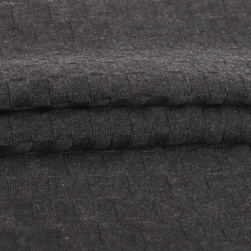 China Fabric for Pants,T-Shirt,Shorts Weft Jacquard Knit Fabric Cotton Polyester Grey color buy from China wholesaler bulk order at wholesale price free worldwide shipping Alibaba