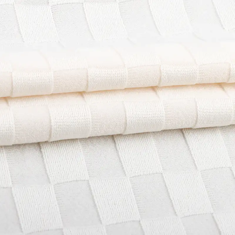 China Fabric for T-Shirt,Shorts Weft Jacquard Knit Fabric Polyester Spandex Beige color buy from China wholesaler bulk order at wholesale price free worldwide shipping Alibaba