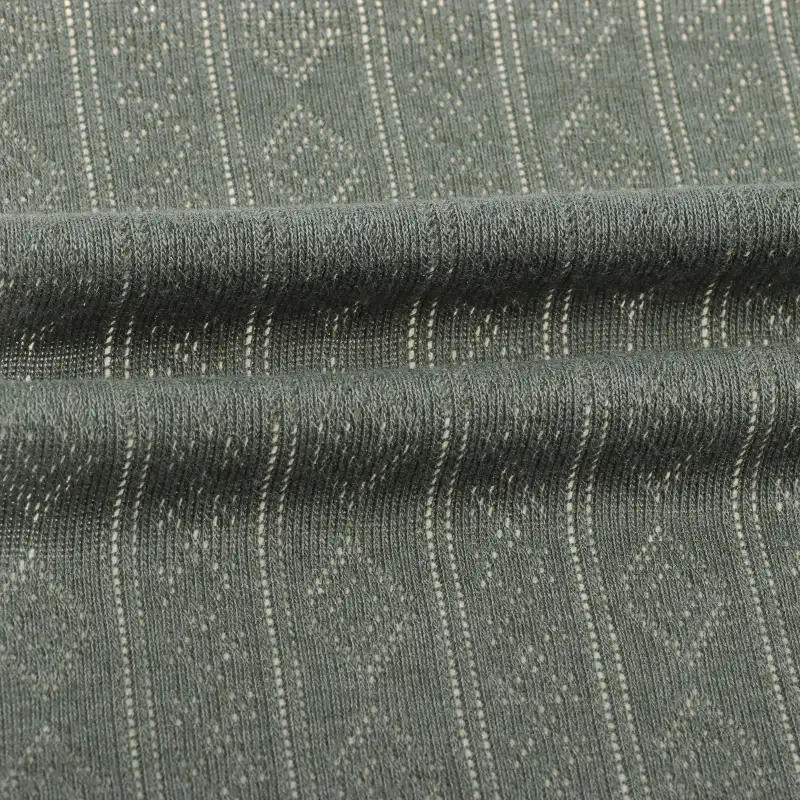 China Fabric for T-Shirt Weft Jacquard Knit Fabric Polyester Rayon Olive Green color buy from China wholesaler bulk order at wholesale price free worldwide shipping Alibaba