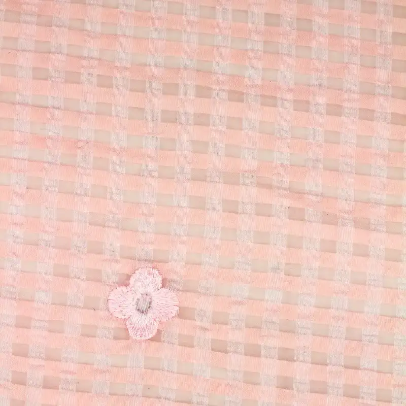 China Fabric for Blouse,Skirt Schiffli Synthetic Woven Fabric Nylon Polyester Tencel pink color buy from China wholesaler bulk order at wholesale price free worldwide shipping Alibaba