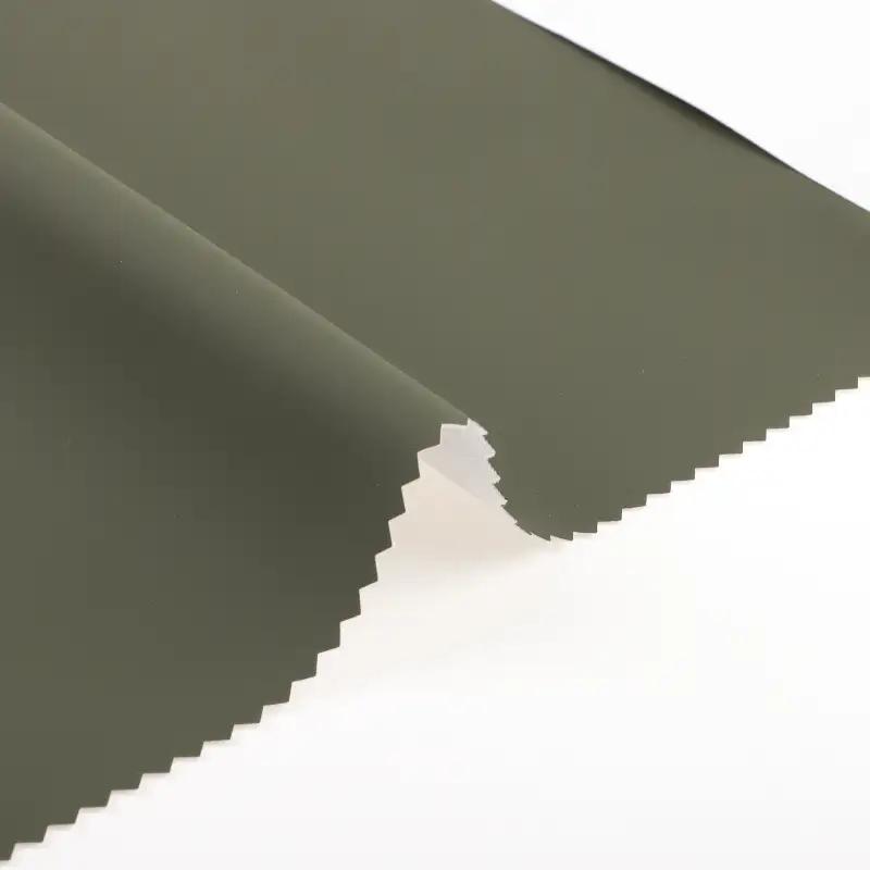 China Fabric for Jackets PU Woven Blended Fabric Polyester olive color buy from China wholesaler bulk order at wholesale price free worldwide shipping Alibaba