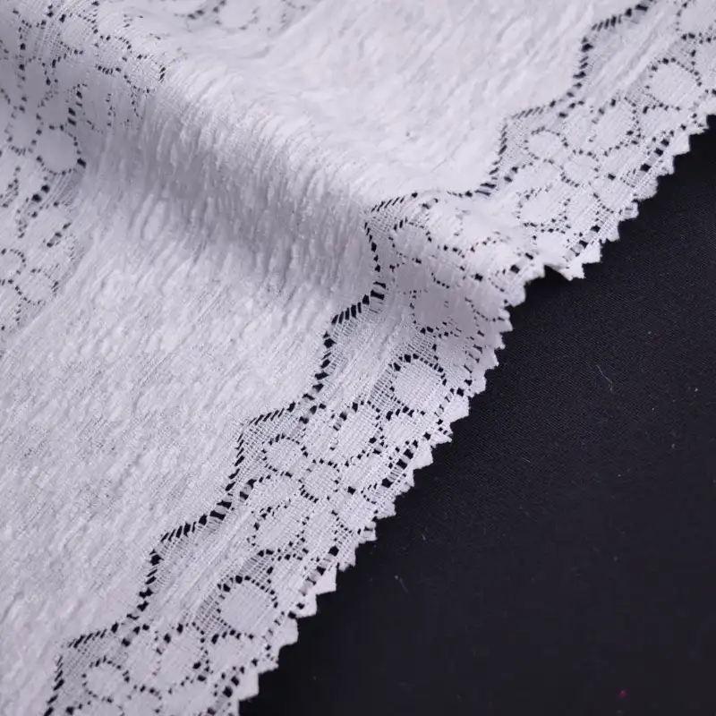China Fabric for T-Shirt,Lingerie,Skirt Lace Knit Fabric Polyester Spandex White color buy from China wholesaler bulk order at wholesale price free worldwide shipping Alibaba