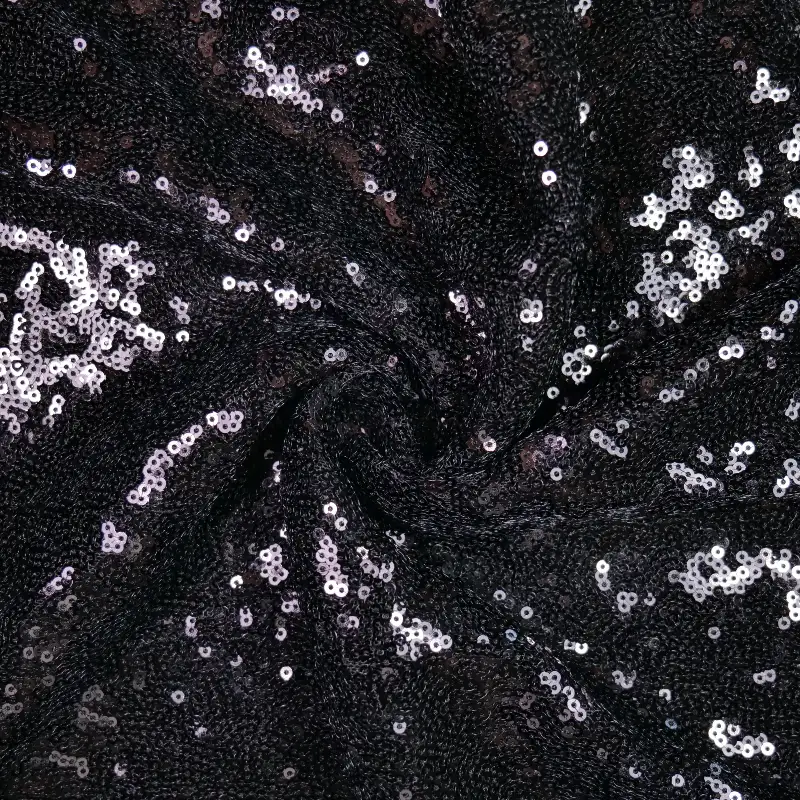 China Fabric for Tank Top,Skirt  Sequined Mesh Fabric Knit Fabric Polyester Spandex Black color buy from China wholesaler bulk order at wholesale price free worldwide shipping Alibaba