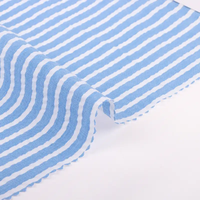China Fabric for Shirt,Skirt,Shorts Cotton Seersucker Natural Woven Fabric Cotton stripe color buy from China wholesaler bulk order at wholesale price free worldwide shipping Alibaba