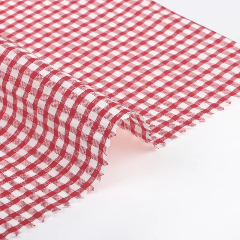 China Fabric for Shirt,Skirt,Shorts Yarn Dyed Check Natural Woven Fabric Cotton Red color buy from China wholesaler bulk order at wholesale price free worldwide shipping Alibaba