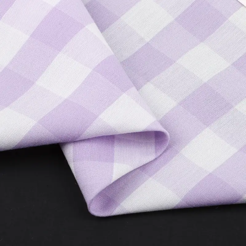 China Fabric for Shirt,Skirt,Shorts Yarn Dyed Check Natural Woven Fabric Cotton Purple color buy from China wholesaler bulk order at wholesale price free worldwide shipping Alibaba