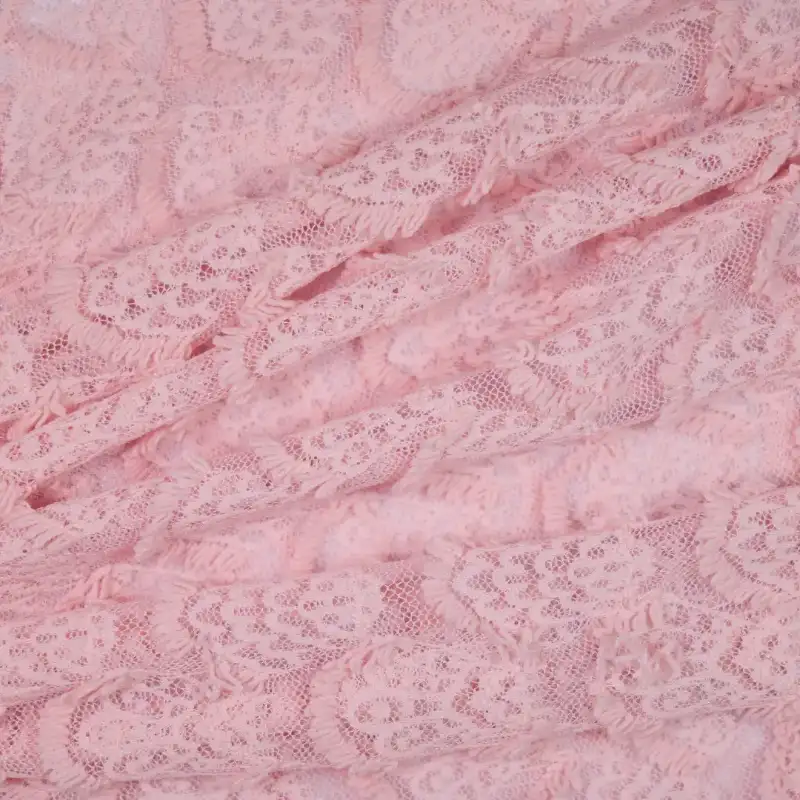 China Fabric for Shirt,Blouse,Crop Top Lace Knit Fabric Nylon Spandex Pink color buy from China wholesaler bulk order at wholesale price free worldwide shipping Alibaba
